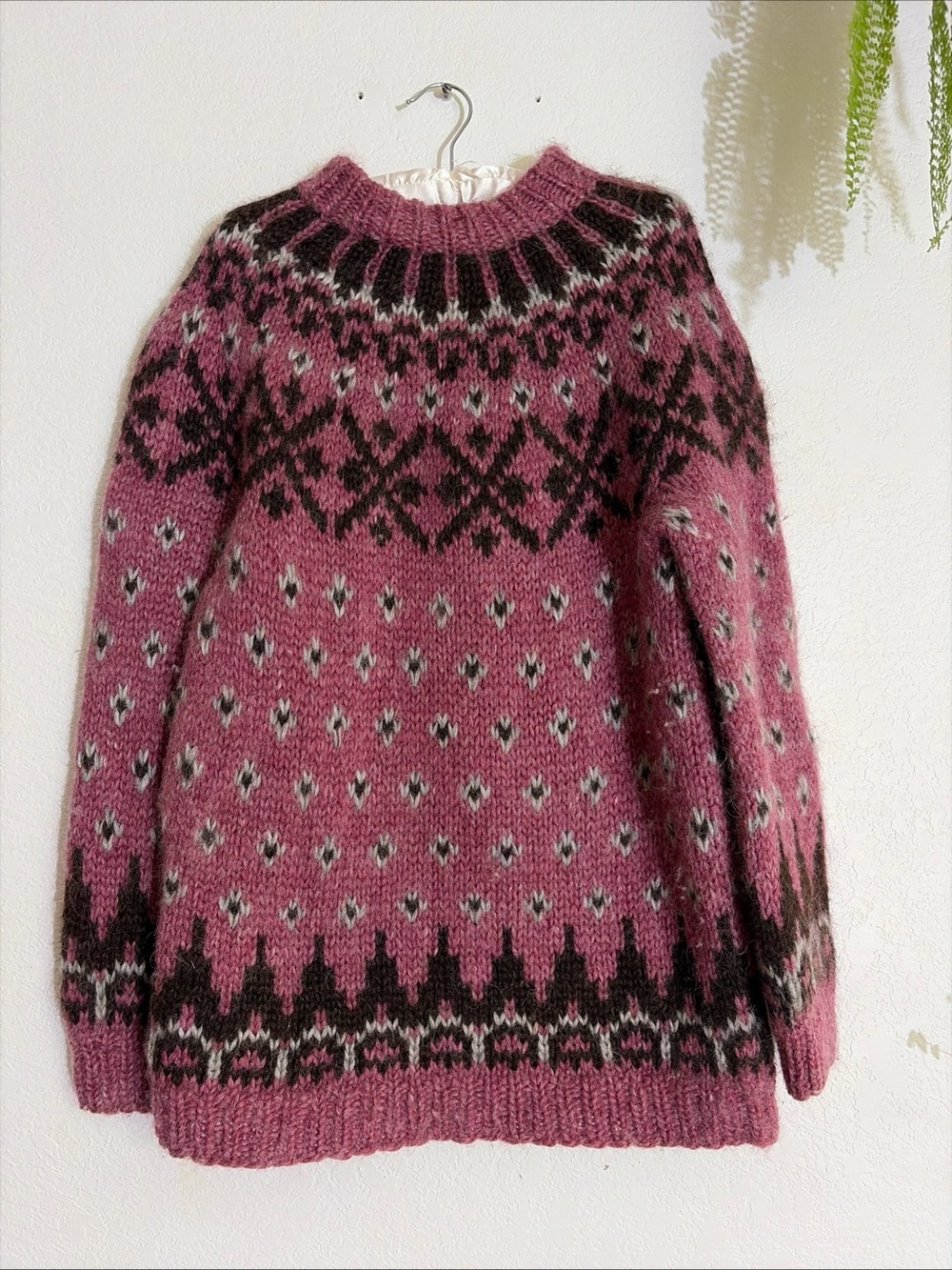 Samband of Iceland Chunky Wool Sweater Large Knit Pink